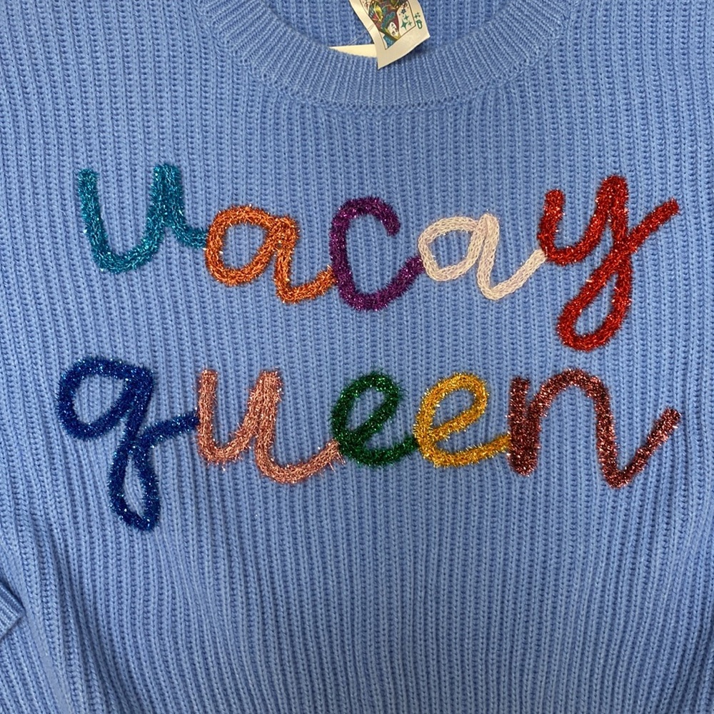 NWOT Queen of Sparkles Vacay Queen Sweater - Picture 2 of 2